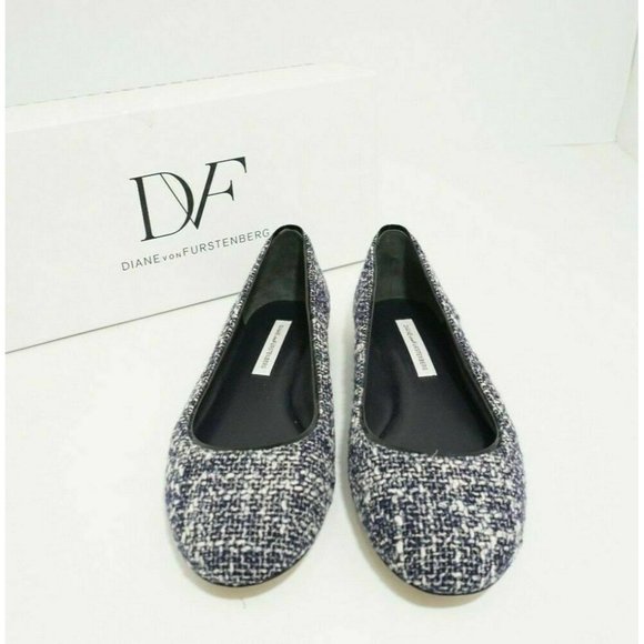 DVF Diane Von Furstenberg Cambridge Women's Slip On Flats Navy White US 7.5 M - Picture 9 of 11